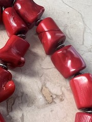 Vintage Chunky Red Coral Irregular Shaped Necklace & Earrings Set