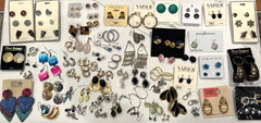 EARRINGS MIX LOT 100 PAIR POST ENAMEL LUCITE RHINESTONE STUD DANGLE 1 + LB EUC