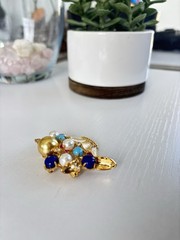 Lapis Lazuli Flower Basket Brooch