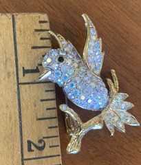 Butler Rhinestone Bird on Branch NOS-Signed