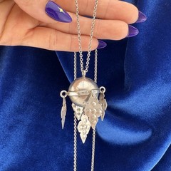 Vintage Norwegian Sterling Silver Signed Pendant Necklace 24″ Mystical Design