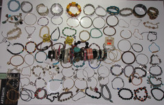 Alex And Ani 24K Electro Plated Lot Of 119 Silver Tone Rinstones Beaded Bangle