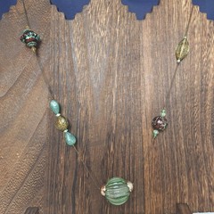 Chunky Bead Station Necklace Glass Plastic Metal Beads Boho
