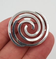 VTG 925 Spiral Brooch 1.25in Sterling Silver Solid 15g Abstract 3D Geometric