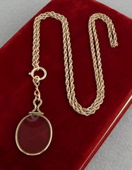 Antique Victorian Gold Filled Pocket Watch Chain 26″ Necklace & Quizzing Glass