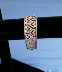 Sterling Silver 21mm Wide Bracelet Pave’ Hearts w Clear CZs 7″ Long in Black Box