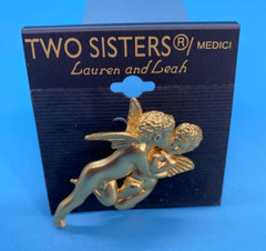 Two Sisters Medici/Lauren & Leah/Jewelry Designs/2 Cherub Brooch/Silver-Tone/VTG