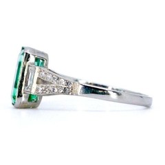 4.60 Ct Natural Emerald Art Deco Vintage Engagement Ring 925 Sterling Silver