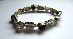 Vintage 950 Silver Black Onyx and White Cubic Zirconia ?? Bracelet 7 1/2″