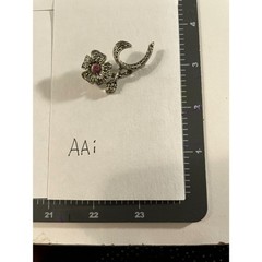 Vintage AAi Silver Tone Pink Rhinestone Flower Stem Brooch Pin Marcasite Style