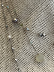 44. Vintage 925 Sterling Silver Mixed materials Gray Yarn 3 Necklaces 14.5g