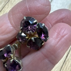VINTAGE CORO RHINESTONE SCREW BACK PURPLE EARRINGS (see Description)