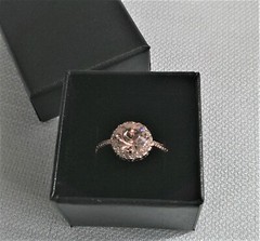 Vintage Signed Rose Gold Plated & Morganite Engagement Ring size 9