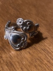 Avon Treasured Heart Sterling Silver Spoon Ring Valentine’s Wrap 925 Size Varies