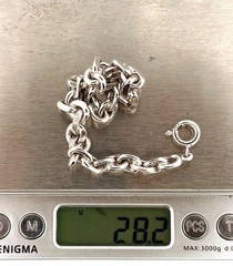 Vintage Sterling Silver 925 Heavy 5.2mm Rolo Chain Bracelet 28.2g 7.5″
