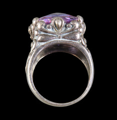 VTG Sterling Silver CHUNKY BIG COCKTAIL RING Light Purple CUSHION CUT Amethyst 6