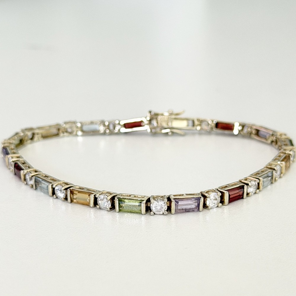 Ross Simons 925 Sterling Silver Gold Vermeil Genuine Multi Gemstone Bracelet 7.5