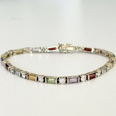 Ross Simons 925 Sterling Silver Gold Vermeil Genuine Multi Gemstone Bracelet 7.5