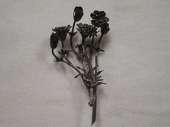 Vintage Sterling Bouquet Rose and Lily brooch 3.5inches hallmarked