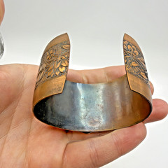Southwestern Copper Cuff Bracelet Thunderbird Cabochon Agate Stone