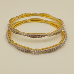 Handmade South Indian CZ Bangle Set 22K Gold Plated Bridal Wedding Jewelry Sets