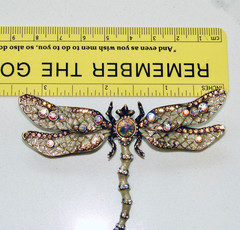 JOAN RIVERS XV CLASSIC COLLECTION Dragonfly Rhinestone Large Pin Brooch ENAMEL
