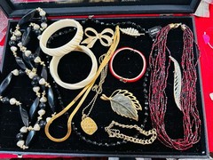 Vintage Estate Lot Of 13 Pieces Of Costume Jewelry Bohemian Glass
