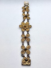 Vintage 1930s Art Deco Filigree Floral Bracelet Gold Tone 7 Inches