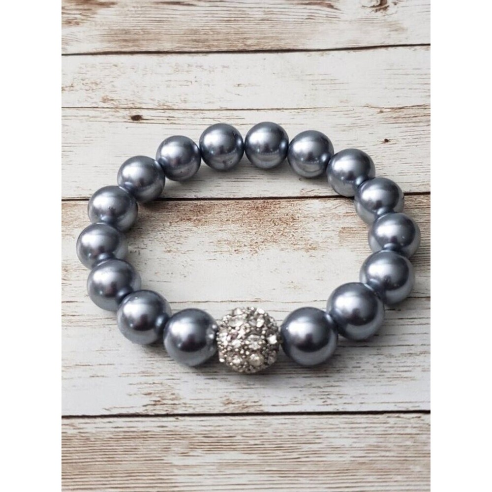 Vintage Stretch Bracelet / Bangle – Chunky Metallic Sky Blue