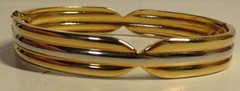 BRACELET Vintage Bangle Gold & Silver Tone Banded Unbranded Fashion Jewelry 8″OD