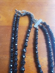 Lot 3 Vintage Glass Jet Crystal Rhinestone Neckaces