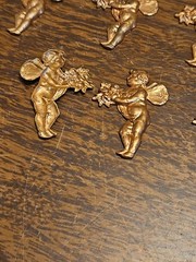 Lot Of 10 Cherub W Boquet France Vintage 60s Brass Stampings Findings Jewelry