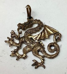 Vintage Gold-Tone Dragon Pendant 1.5″ x 1.5″ Inches