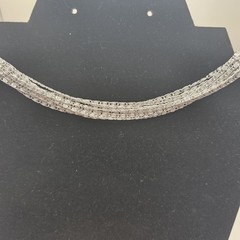 VTG Silver Tone Multi Strand S Link Choker Necklace 15 In