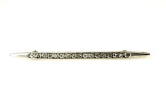 925 Sterling Silver Top Cubic Zirconia Vintage Bar Brooch 3.1 Grams (PEN5771)