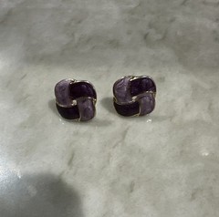 purple and lavender marbled enamel knot design Earrings.