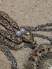 Vintage West Germany Opal Glass Pink Necklace Marked Nice Costume Jewelry 24″