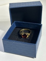 Vintage Red Cubic Zirconia Ring Gold Plated Womens Size 6.5