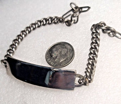 Vintage 8″ Curb Chain Sterling Silver ID Bracelet Unisex Scissor Clasp NO MONO