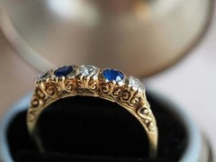 2Ct Lab-Created Sapphire Antique Vintage Art Deco Wedding Ring 14kYellow Gold FN