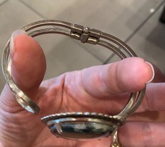 Vintage 1970’s MOSS AGATE Sterling Silver Cuff Bracelet