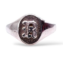 Initial Letter R Signet 925 Sterling Silver Child Baby Ring Size 3.25