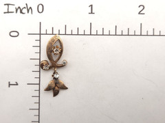 Vintage Antique Victorian 14K Solid Gold Multiple Diamond Leaf Dangle Pendant