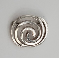 VTG 925 Spiral Brooch 1.25in Sterling Silver Solid 15g Abstract 3D Geometric