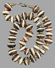 Tibetan Nepal Etched Agate Beads Lot,single Line Agate Decorated Necklace 1900