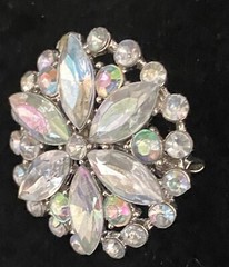 VTG Brooch Aurora Borealis Crystal Rhinestones Starburst Flower statement