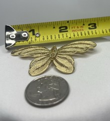Vintage Butterfly Bug Filigree 2.5 inches GoldTone Fashion Brooch Pin ~Nice~
