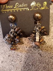Lot Of 5 Vintage Three Ladies by Roxsann, Gold Tone Clip On And Pierced Earrings