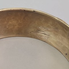 Vintage Bangle Bracelet Hammered Domed 24mm Bead Accent Gold Tone 8.25″
