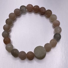Druzy Stone Bracelet Neutral Color Faceted Gemstone Beads Stretch Chakra 6.25″